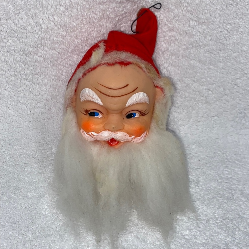 Vintage Mid Century 5" Santa Rubber Face Head Ornament